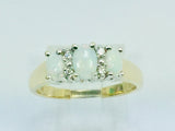 10k Yellow Gold Oval Cut Fire Opal October Birthstone & Diamond Ring