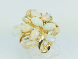 14k Yellow Gold Oval Cut Fire Opal October Birthstone & Diamond Ring