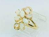 14k Yellow Gold Oval Cut Fire Opal October Birthstone & Diamond Ring