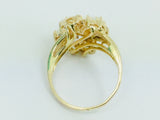 14k Yellow Gold Oval Cut Fire Opal October Birthstone & Diamond Ring