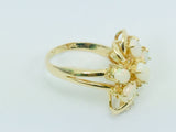 14k Yellow Gold Oval Cut Fire Opal October Birthstone & Diamond Ring