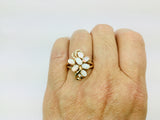 14k Yellow Gold Oval Cut Fire Opal October Birthstone & Diamond Ring