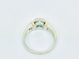 14k White and Yellow Gold Round Cut Blue Topaz December Birthstone Ring