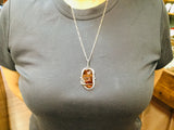 Sterling Silver Amber Leaf Pendent and Chain