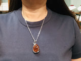 Sterling Silver Amber Pendent and Chain Necklace