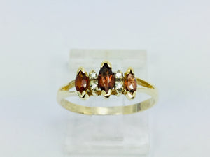 10k Yellow Gold Marquise Cut Garnet January Birthstone & Diamond Ring