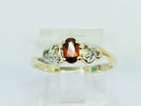 10k Yellow Gold Oval Cut Garnet January Birthstone & Diamond Ring