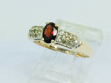 10k Yellow Gold Oval Cut Garnet January Birthstone & Diamond Ring