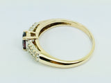 10k Yellow Gold Oval Cut Garnet January Birthstone & Diamond Ring
