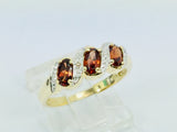 14k Yellow Gold Trinity Oval Cut Garnet January Birthstone & Diamond Ring