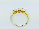 14k Yellow Gold Trinity Oval Cut Garnet January Birthstone & Diamond Ring