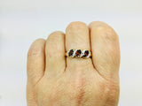 14k Yellow Gold Trinity Oval Cut Garnet January Birthstone & Diamond Ring