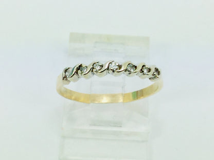 10k Yellow Gold Round Cut 0.14ct Diamond Engagement Ring and Wedding Band
