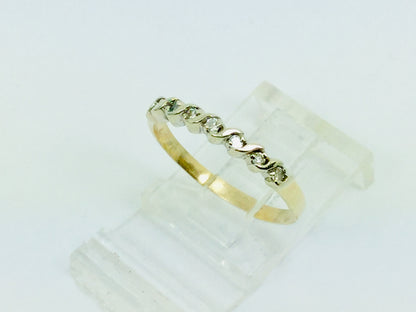10k Yellow Gold Round Cut 0.14ct Diamond Engagement Ring and Wedding Band
