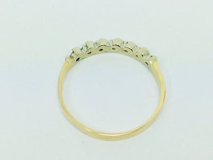 10k Yellow Gold Round Cut 0.14ct Diamond Engagement Ring and Wedding Band