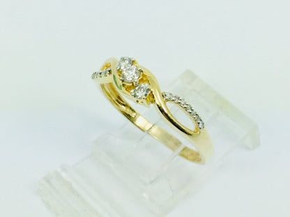 10k Yellow Gold Round Cut 21pt Diamond Promise Engagement Ring