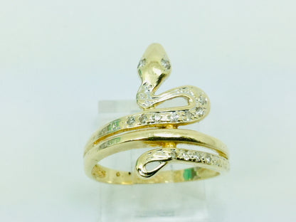 14k Yellow Gold 13pt Diamond Snake Ring