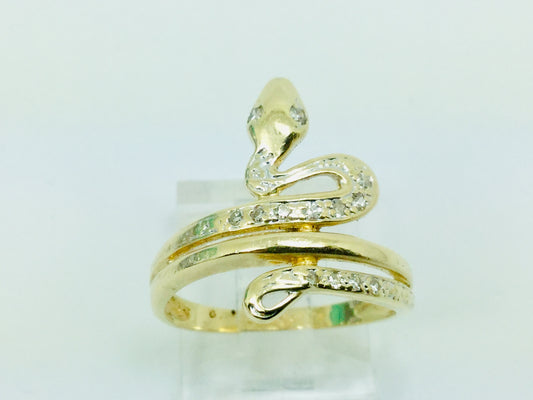 14k Yellow Gold 13pt Diamond Snake Ring