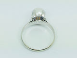 14k White Gold Genuine Pearl June Birthstone Cocktail Ring