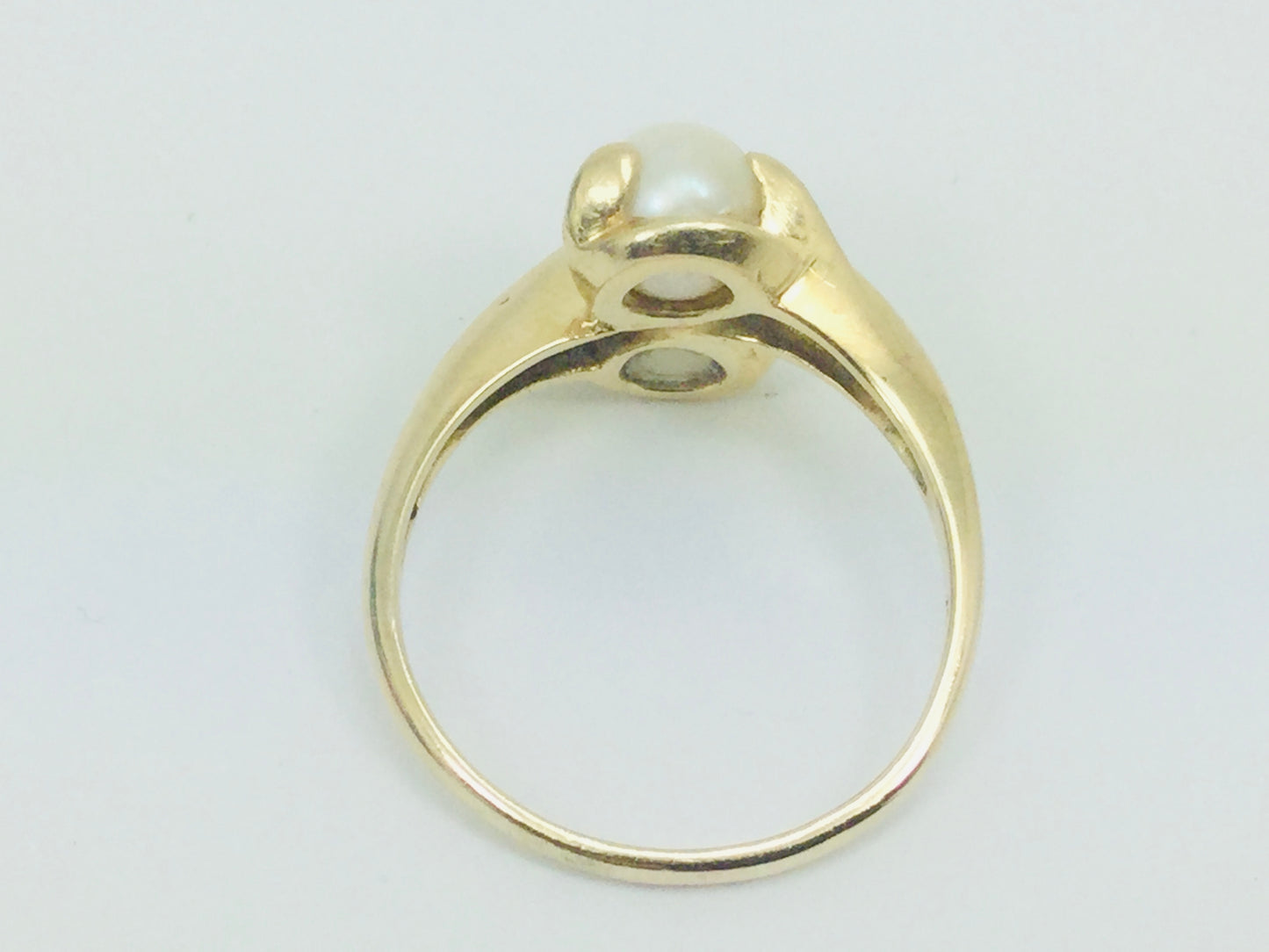 14k Yellow Gold Two Genuine Pearls June Birthstone Cocktail Ring