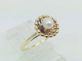 10k Yellow Gold Genuine Pearl June Birthstone Cocktail Ring