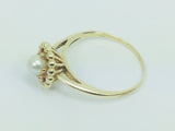 10k Yellow Gold Genuine Pearl June Birthstone Cocktail Ring