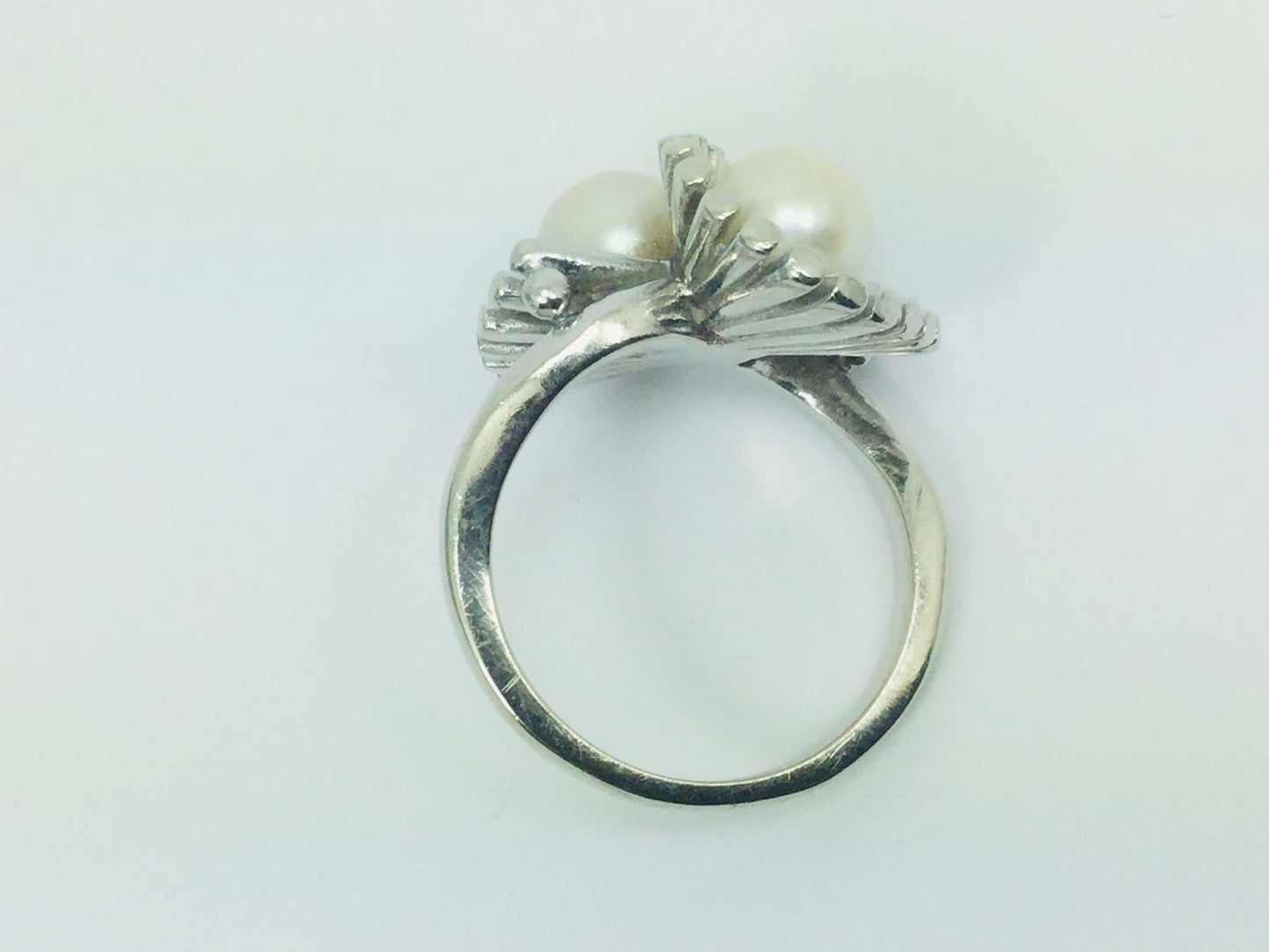 14k White Gold Genuine Pearl June Birthstone Cocktail Ring
