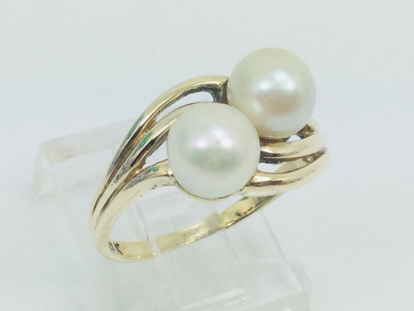 10k Yellow Gold Genuine Pearl June Birthstone Cocktail Ring