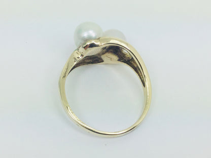 10k Yellow Gold Genuine Pearl June Birthstone Cocktail Ring