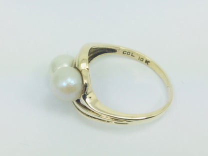 10k Yellow Gold Genuine Pearl June Birthstone Cocktail Ring
