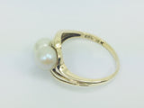 10k Yellow Gold Genuine Pearl June Birthstone Cocktail Ring