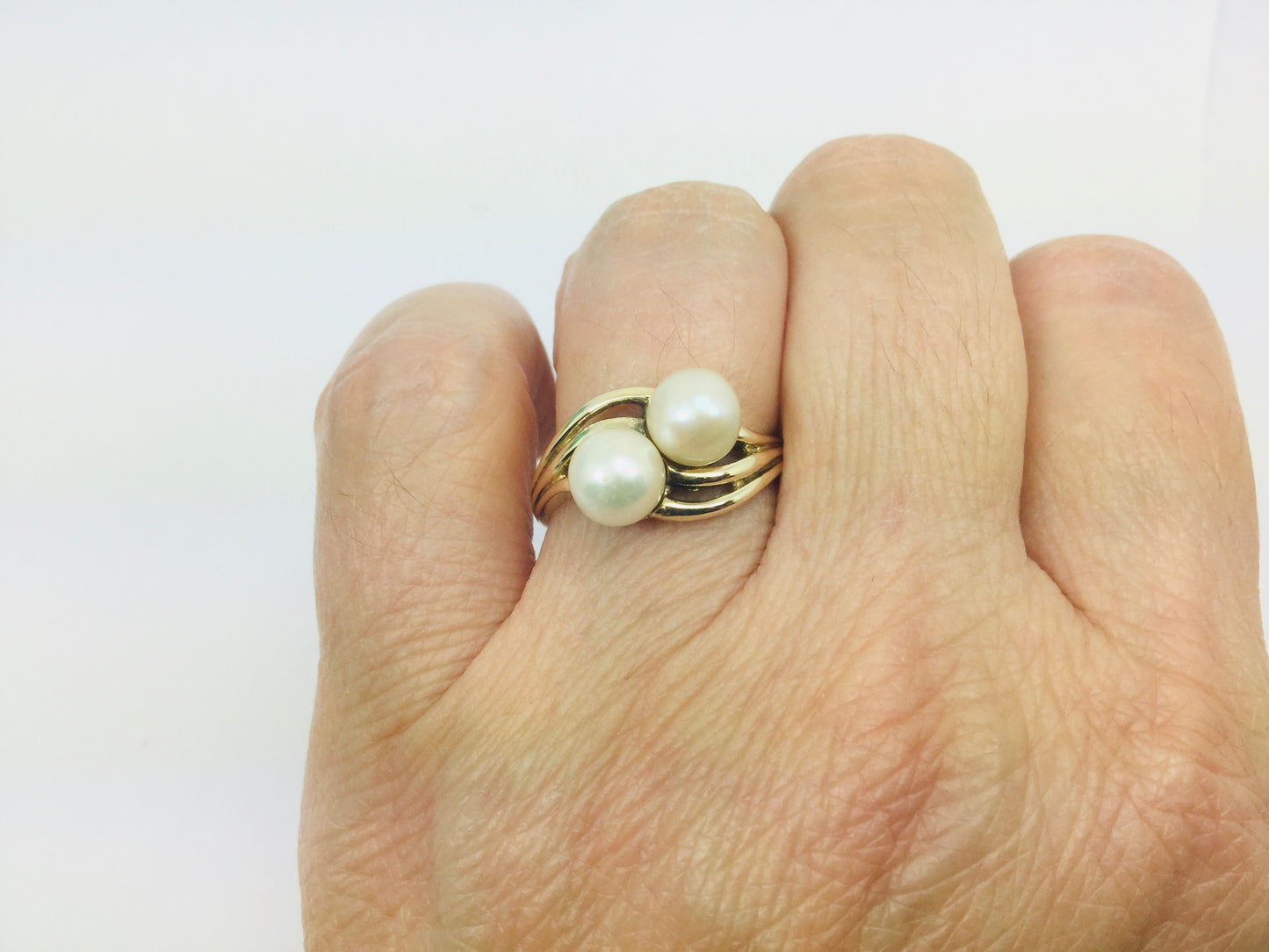 10k Yellow Gold Genuine Pearl June Birthstone Cocktail Ring