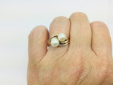 10k Yellow Gold Genuine Pearl June Birthstone Cocktail Ring