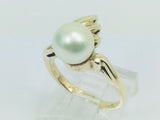 10k Yellow Gold Genuine Pearl June Birthstone Cocktail Ring