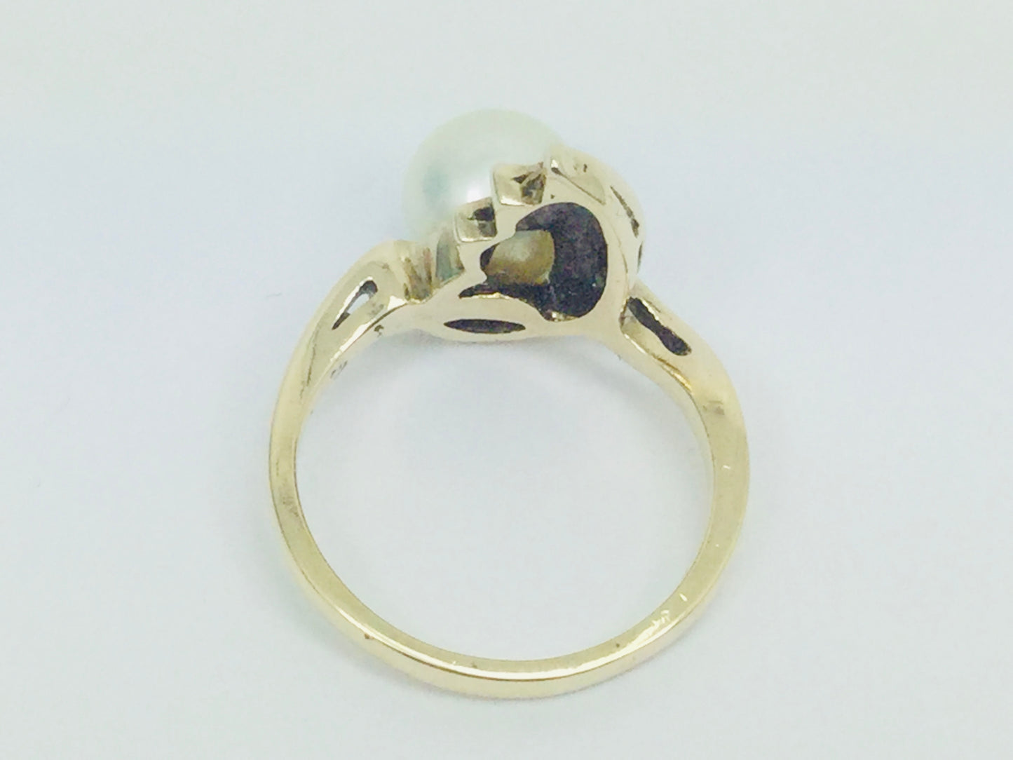 10k Yellow Gold Genuine Pearl June Birthstone Cocktail Ring