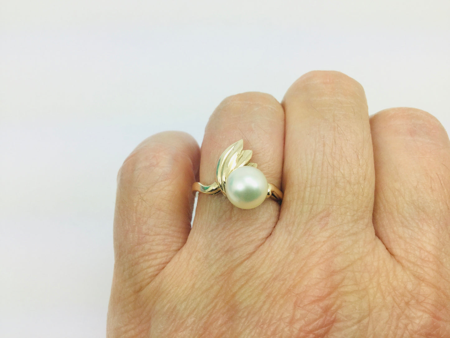 10k Yellow Gold Genuine Pearl June Birthstone Cocktail Ring