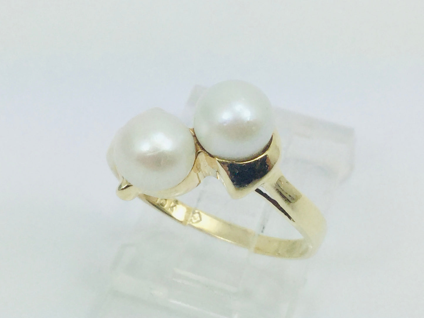 10k Yellow Gold Genuine Pearl June Birthstone Cocktail Ring