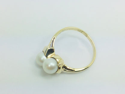 10k Yellow Gold Genuine Pearl June Birthstone Cocktail Ring