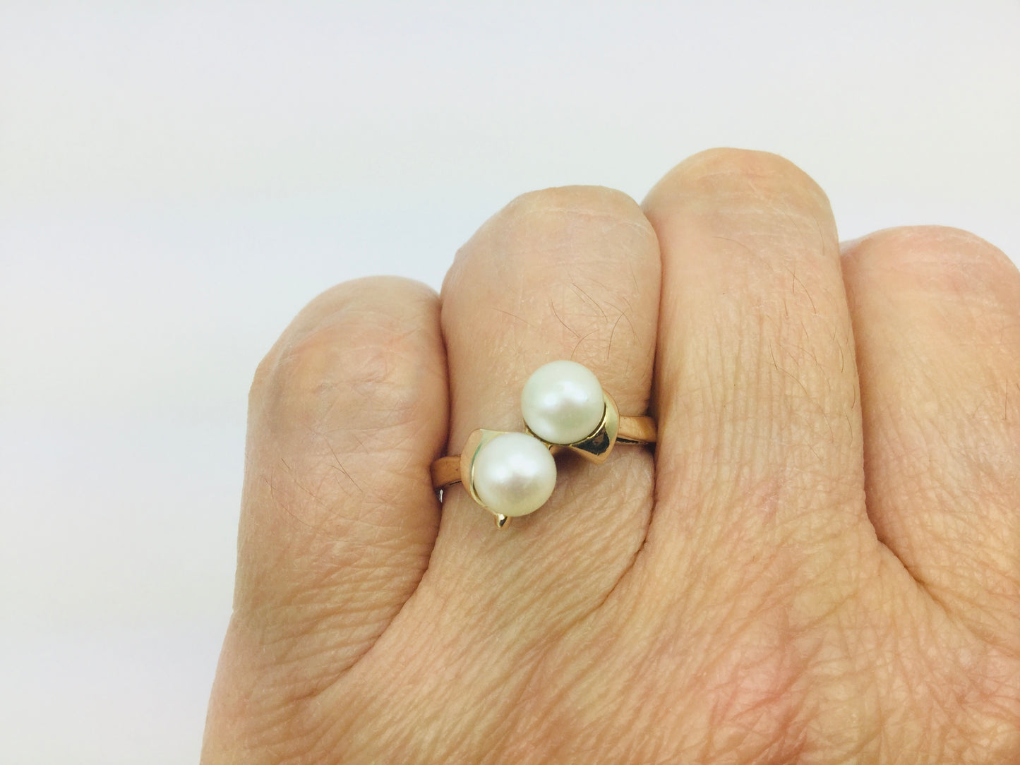 10k Yellow Gold Genuine Pearl June Birthstone Cocktail Ring