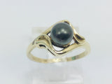 10k Yellow Gold Genuine Tahitian Black Pearl June Birthstone Ring