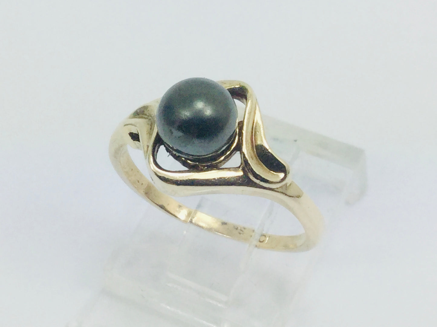 10k Yellow Gold Genuine Tahitian Black Pearl June Birthstone Ring