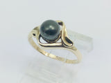 10k Yellow Gold Genuine Tahitian Black Pearl June Birthstone Ring