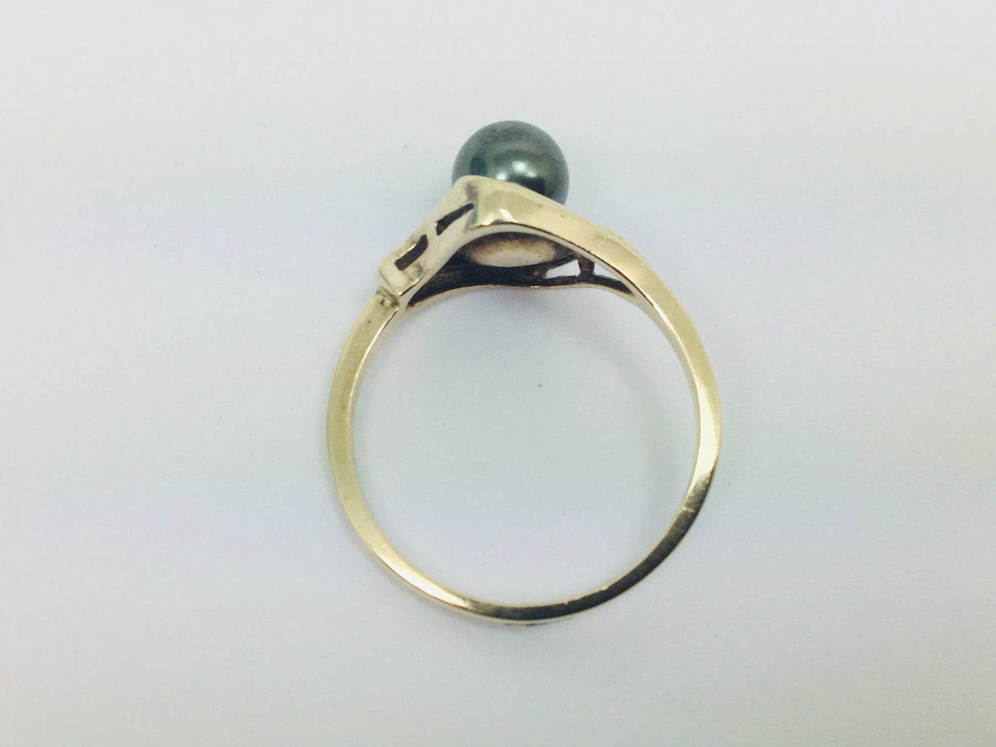 10k Yellow Gold Genuine Tahitian Black Pearl June Birthstone Ring