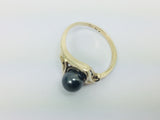 10k Yellow Gold Genuine Tahitian Black Pearl June Birthstone Ring
