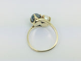 10k Yellow Gold Genuine White & Tahitian Black Pearl June Birthstone Ring