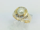 14k Yellow Gold Genuine Pearl June Birthstone & Diamond Ring