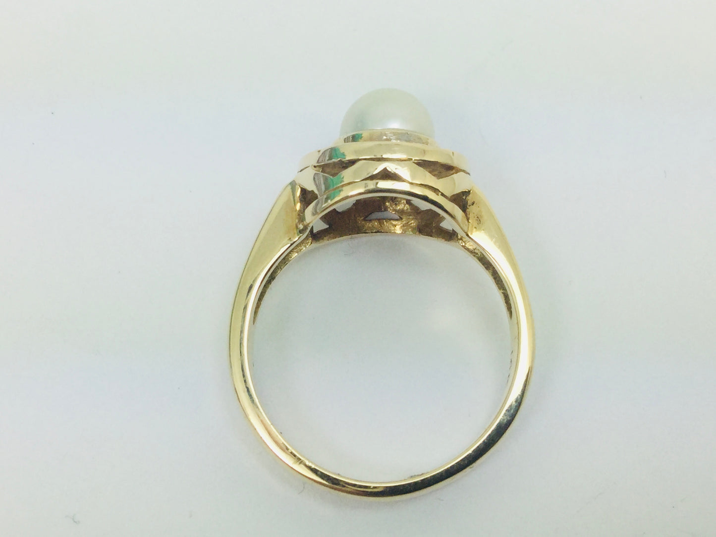 14k Yellow Gold Genuine Pearl June Birthstone & Diamond Ring