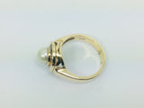 14k Yellow Gold Genuine Pearl June Birthstone & Diamond Ring