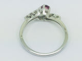 18k White Gold Round Cut 22pt Ruby July Birthstone & 22pt Diamond Ring