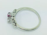 18k White Gold Round Cut 22pt Ruby July Birthstone & 22pt Diamond Ring